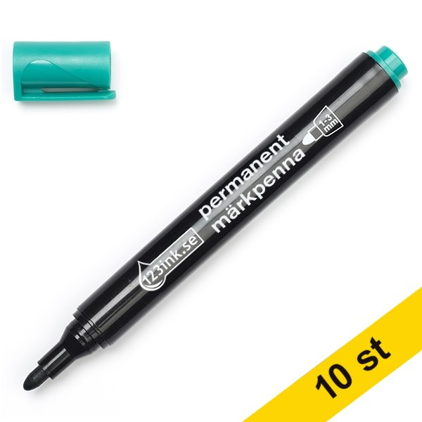 Märkpenna permanent 1-3mm | 123ink | grön | 10st 300400 - 1