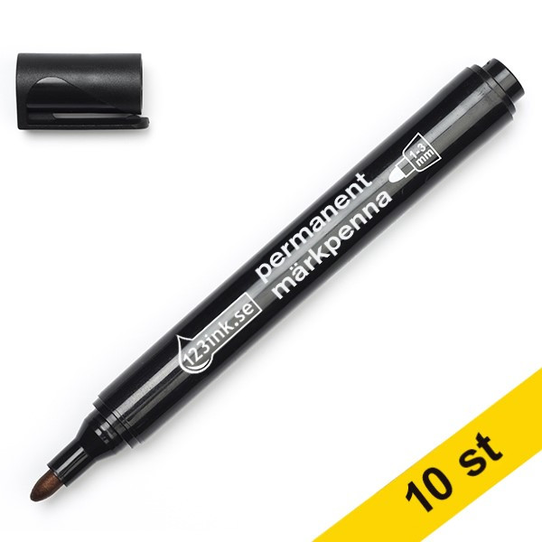 Märkpenna permanent 1-3mm | 123ink | svart | 10st 300397 - 1