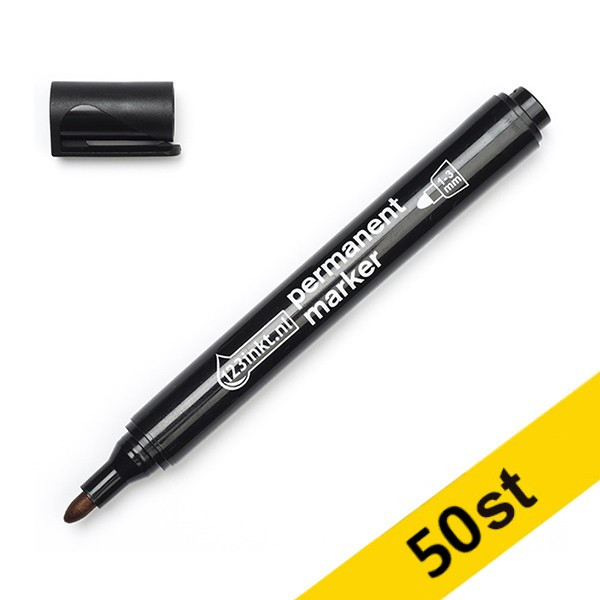 Märkpenna permanent 1-3mm | 123ink | svart | 50st 301352 - 1