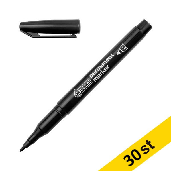 Märkpenna permanent 1.0mm | 123ink | svart | 30st⭐ 301367 - 1