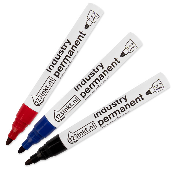 Märkpenna permanent 1.5mm - 3mm | 123ink | sorterade färger | 3st  301239 - 1