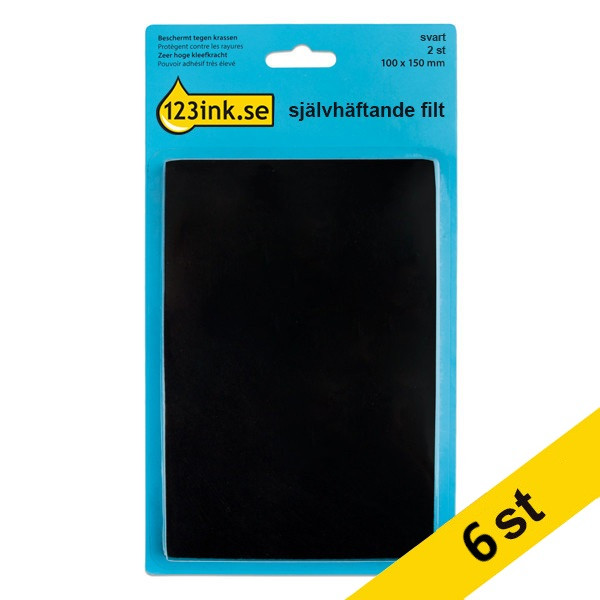 Möbeltassar 100 x 150mm självhäftande | 123ink | rektangel svart  | 6st 301025 - 1