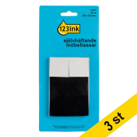 Möbeltassar 28mm självhäftande | 123ink | fyrkant svart | 12st x3  301021