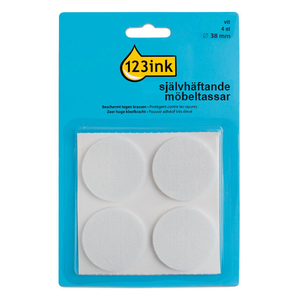 Möbeltassar 38mm självhäftande | 123ink | rund vit | 4st⭐ FP-38R 301012 - 1