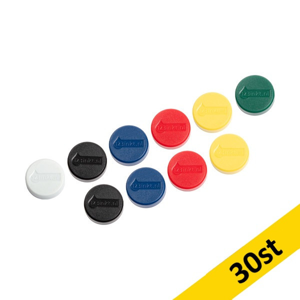 Magnet 30mm sorterade färger | 123ink 30st 301302 - 1