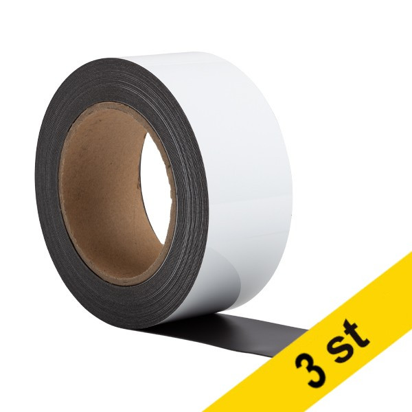 Magnettejp (raderbar) 5cm x 10m | 123ink vit | 3st 302136 - 1