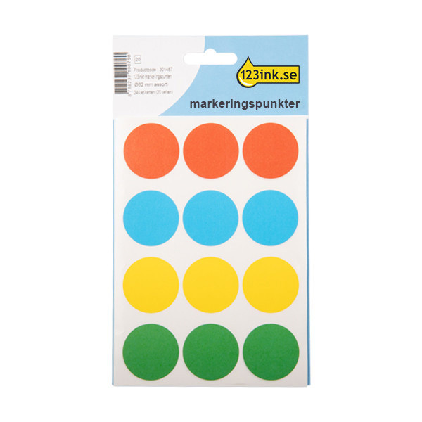 Markeringspunkter 32mm Ø | blandade färger | 123ink | 240st⭐  301487 - 1