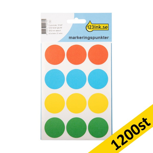 Markeringspunkter 32mm Ø blandade färger | 123ink | 1.200st 301521 - 1