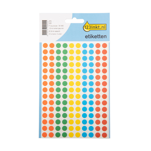 Markeringspunkter 8mm Ø | blandade färger | 123ink | 450st 1831C 3090C AV-PSA08MXC 301466 - 1