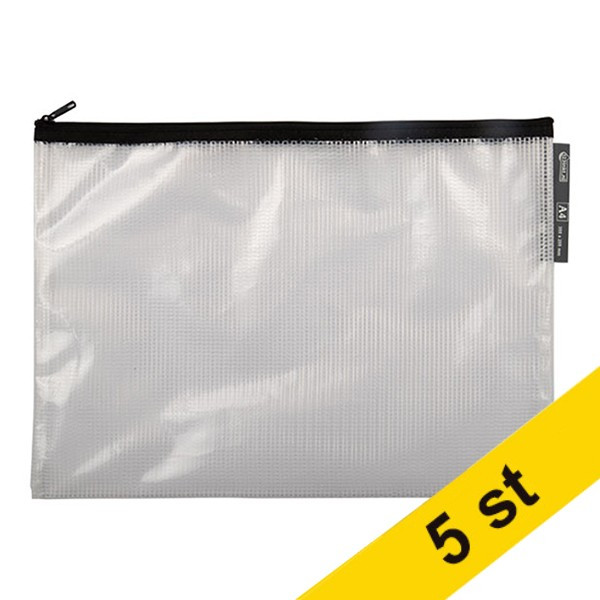 Meshpåse A4 med blixtlås | 123ink svart 5st 300603 - 1