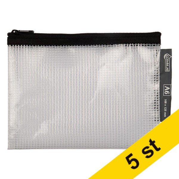 Meshpåse A6 med blixtlås | 123ink svart 5st 300605 - 1