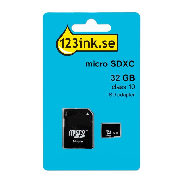 Micro SDHC minneskort + adapter 32GB | klass 10 | 123ink 300695 - 1
