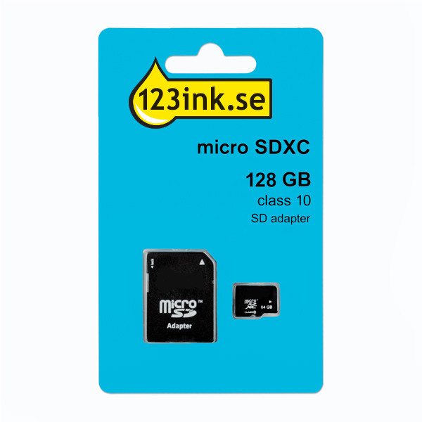 Micro SDXC minneskort + adapter 128GB | klass 10 | 123ink $$ FM12MP45B/10C MR945 300693 - 1