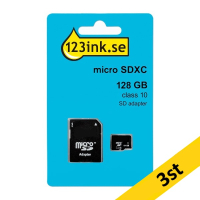 Micro SDXC minneskort + adapter 128GB | klass 10 | 123ink | 3st 302955
