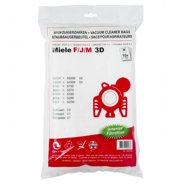 Miele F | J | M 3D dammsugarpåsar | 10 påsar + 1 filter (varumärket 123ink) 9917710c SMI01005 - 1