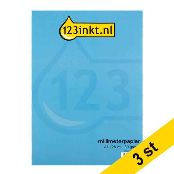 Millimeterblock A4 | 80g | 123ink | 25 ark | 3st K-5594C 301233 - 1