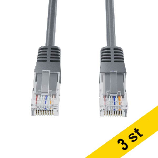 Nätverkskabel 10m CAT6 U/UTP | 123ink | grå 3st 302493 - 1