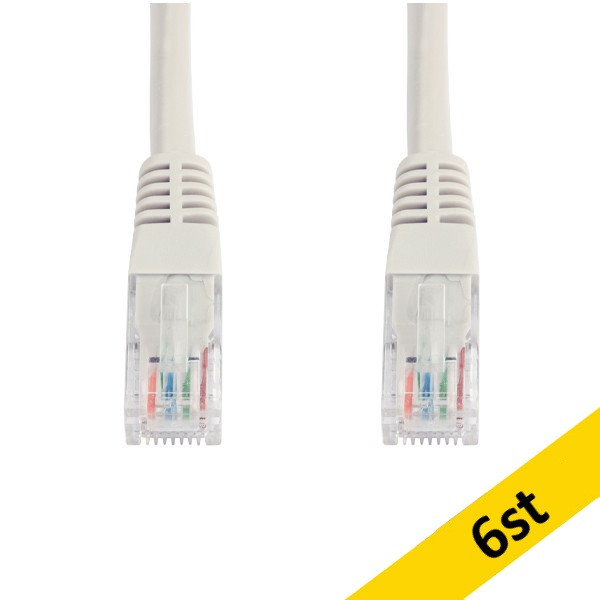 Nätverkskabel 1m CAT6 U/UTP | 123ink | grå 6st 302491 - 1