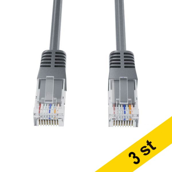 Nätverkskabel CAT5e | 3m | grå | 123ink 3st  302487 - 1
