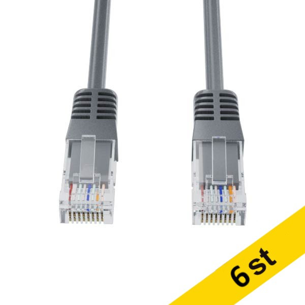 Nätverkskabel CAT6 U/UTP | 1m | grå | 123ink 6st  302491 - 1