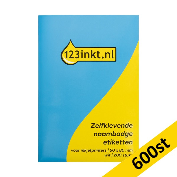 Namnskyltsetiketter bläckstråleskrivare | 80 x 50mm | vit | ​​​​​​​123ink | 600st 302328 - 1