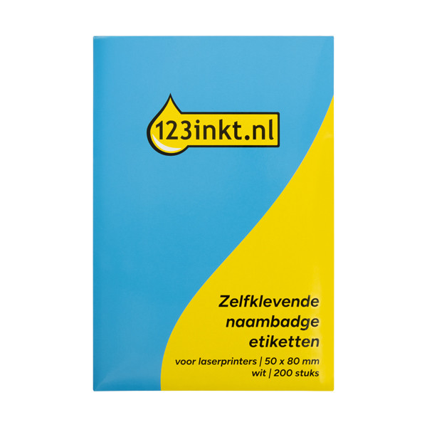 Namnskyltsetiketter laserskrivare | 80 x 50mm | vit | ​​​​​​​123ink | 200st L4785-20C 302325 - 1