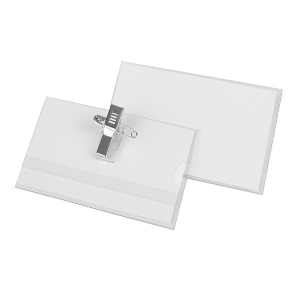 Namnskyltshållare med kombiklämma | 90 x 57mm | 123ink | 25st 121261C 53041C 810119C 390525 - 1