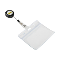 Namnskyltshållare med utdragbar jojo | 90 x 60mm | 123ink | 10st 302572