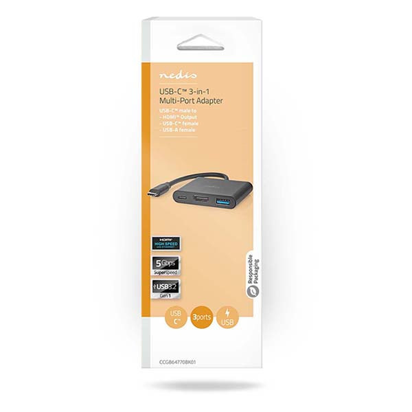 USB-C Multiport adapter 3 port | USB-A/C, HDMI | Nedis K010214335 - 5
