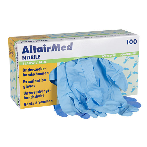 Nitrilhandskar | storlek S | puderfria | blå | 100st | AltairMed  SME00057 - 1