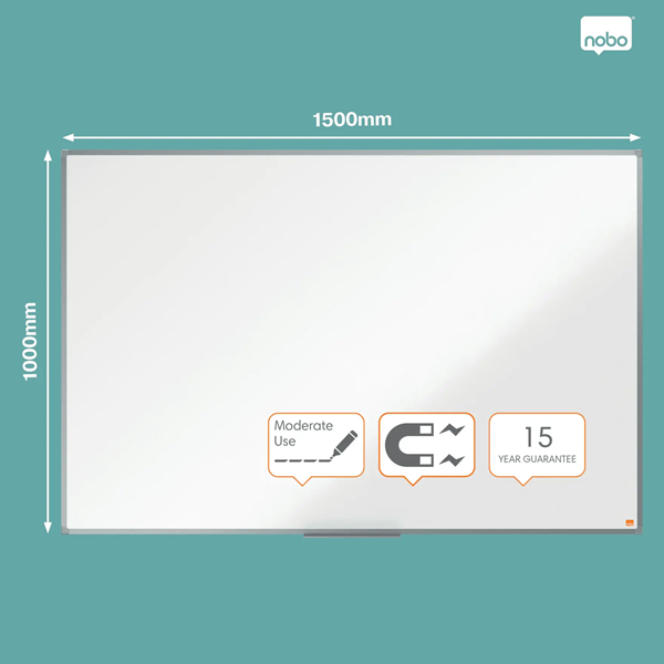 > Whiteboard 150 x 100cm magnetlackerat stål | Nobo Essence [PALLFRAKT] 427001 - 2