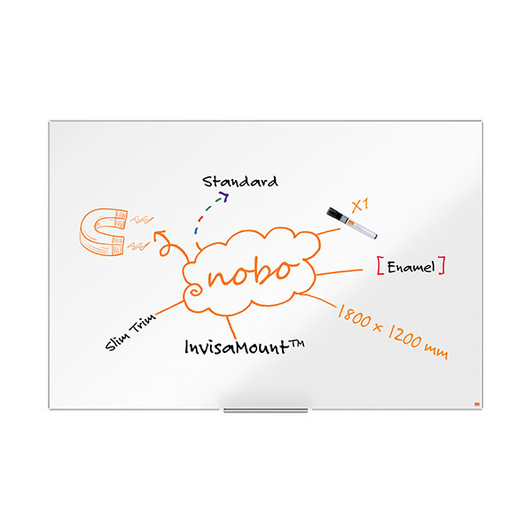 [] Whiteboard 180 x 120cm magnetisk emalj | Nobo Impression Pro 247411 - 3