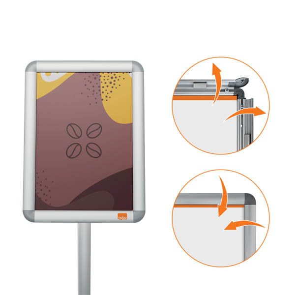 Affischram A4 | Nobo | aluminium | höj- och sänkbart stativ 247380 - 4