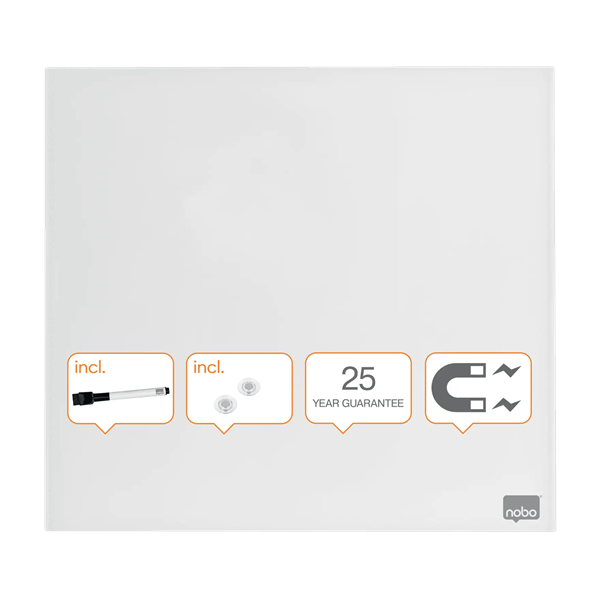 Glastavla 30 x 30cm magnetisk vit | Nobo Diamond 247154 - 2