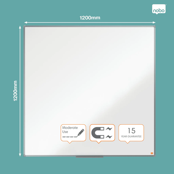 Whiteboard 120 x 120cm magnetlackerat stål | Nobo Essence [PALLFRAKT] SE001407 - 2