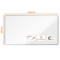 Whiteboard 155 x 87cm magnetlackerat stål | Nobo Premium Plus SE001405