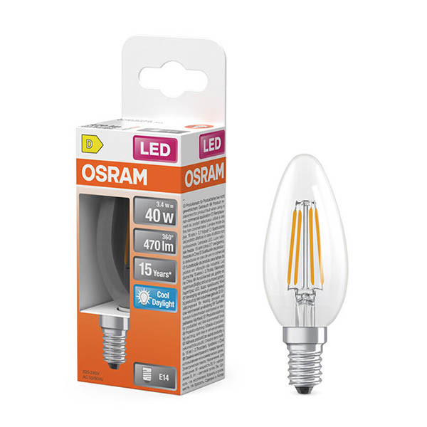 LED lampa E14 | B35 klar | 6500K | 3,4W (40W) [Osram] LOS02146 - 1