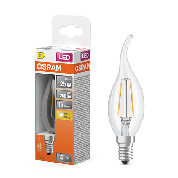 LED lampa E14 | BA35 klar | 2700K | 1,8W (25W) [Osram] LOS02138 - 1