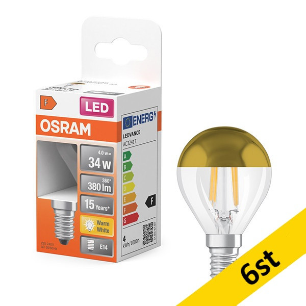 LED lampa E14 | P45 | top coated guld | 2700K | 4W (34W) [Osram] 6st LOS01698 - 1