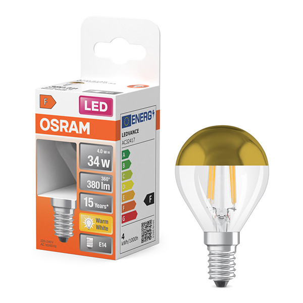 LED lampa E14 | P45 | top coated guld | 2700K | 4W (34W) [Osram] LOS01697 - 1