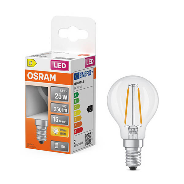 LED lampa E14 | P45 klar | 2700K | 1,8W (25W) [Osram] LOS01891 - 1