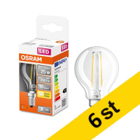 Osram LED lampa E14 | P45 klar | 2700K | 2,5W (25W) dimbar 6st [Osram]  LOS00185