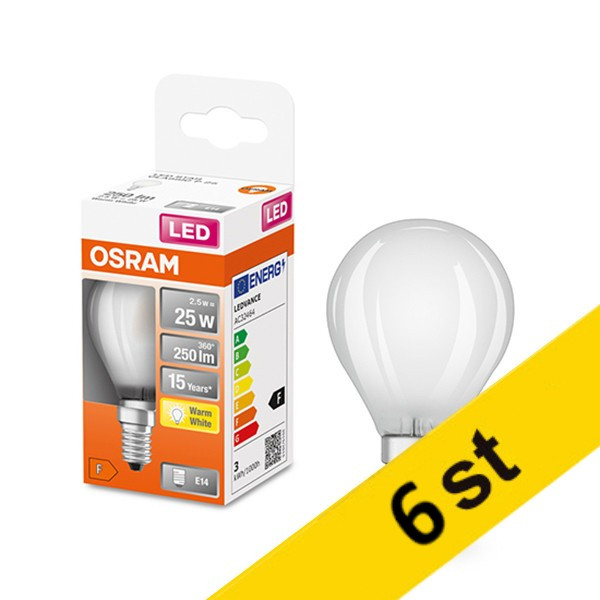 Osram LED lampa E14 | P45 matt | 2700K | 2,5W (25W) 6st [Osram]  LOS00197 - 1
