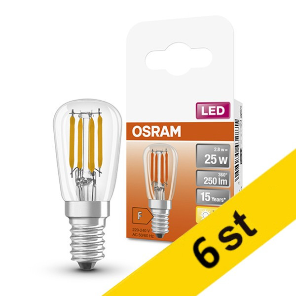 LED lampa E14 | T26 klar | 2700K | 2,8W (25W) [Osram] 6st LOS00357 - 1