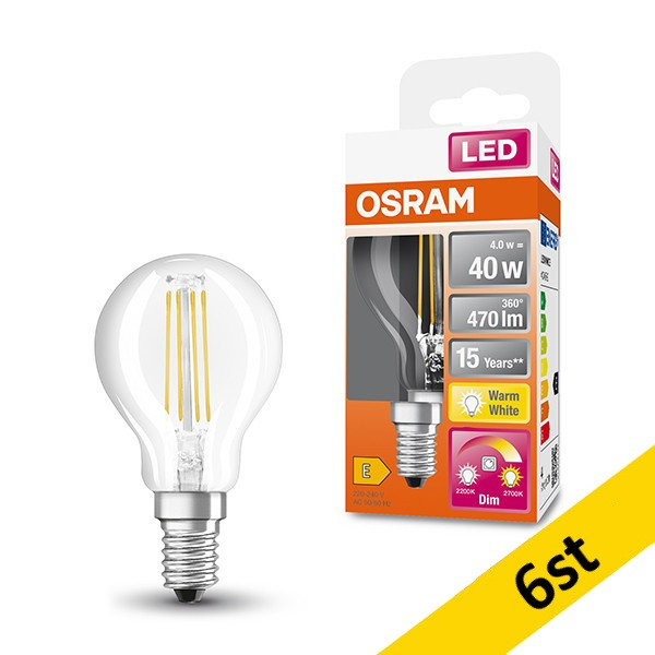 LED lampa E14 dimbar | P40 klar | 2200-2700K | 4W (40W) [Osram] 6st LOS00367 - 1
