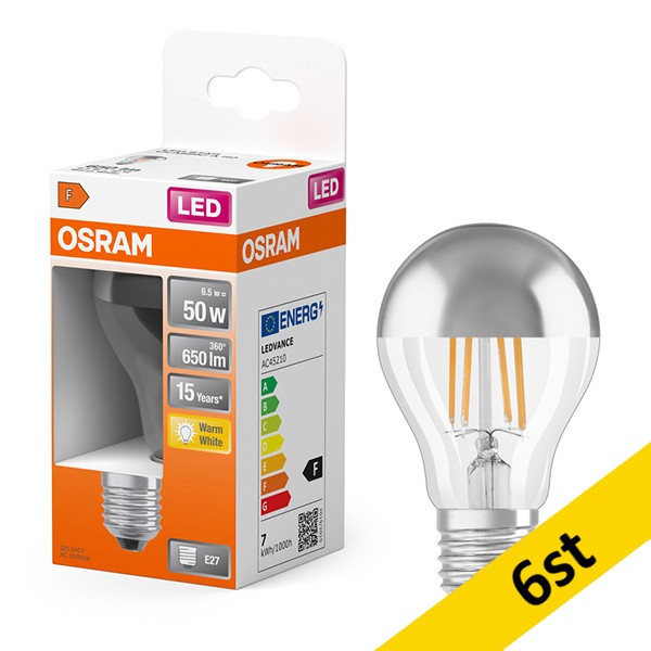 LED lampa E27 | A60 | top coated silver | 2700K | 6,5W (50W) [Osram] 6st LOS01690 - 1