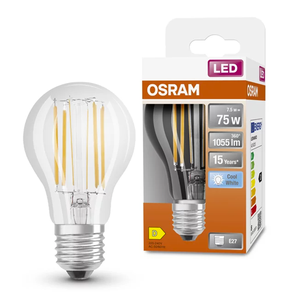 LED lampa E27 | A60 klar | 4000K | 7,5W (75W) [Osram] LOS00082 - 1