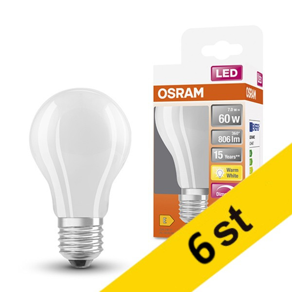 LED lampa E27 | A60 matt | 2700K | 7W (60W) dimbar 6st [Osram]