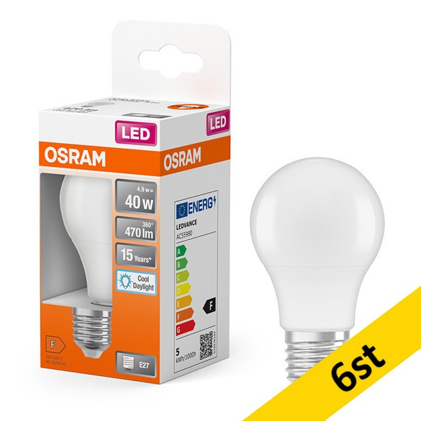 LED lampa E27 | A60 matt | 6500K | 4,9W (40W) [Osram] 6st LOS01148 - 1