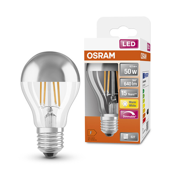 Osram LED lampa E27 | A60 top coated silver | 2700K | 6.5W (50W) dimbar [Osram]  LOS00058 - 1